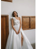One Shoulder Ivory Satin Slit Timeless Wedding Dress